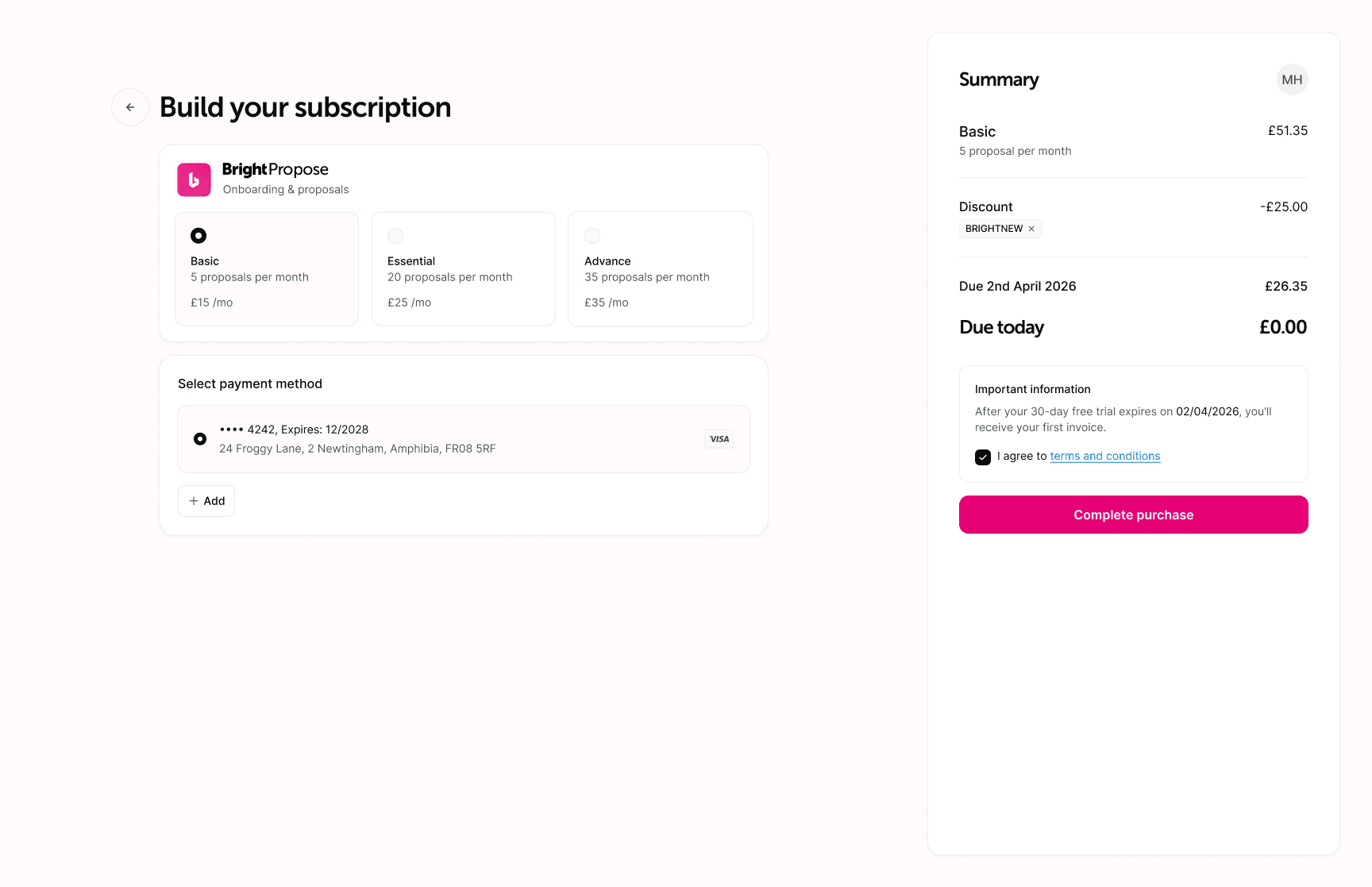 BrightHub - Build a subscription